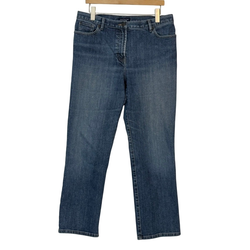 Ann Taylor Womens Straight Leg Jeans Size 12 Medium Wash‎ Stretch Denim Classic